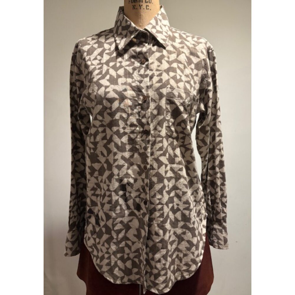 NAMAI Brown and White Cotton Blouse